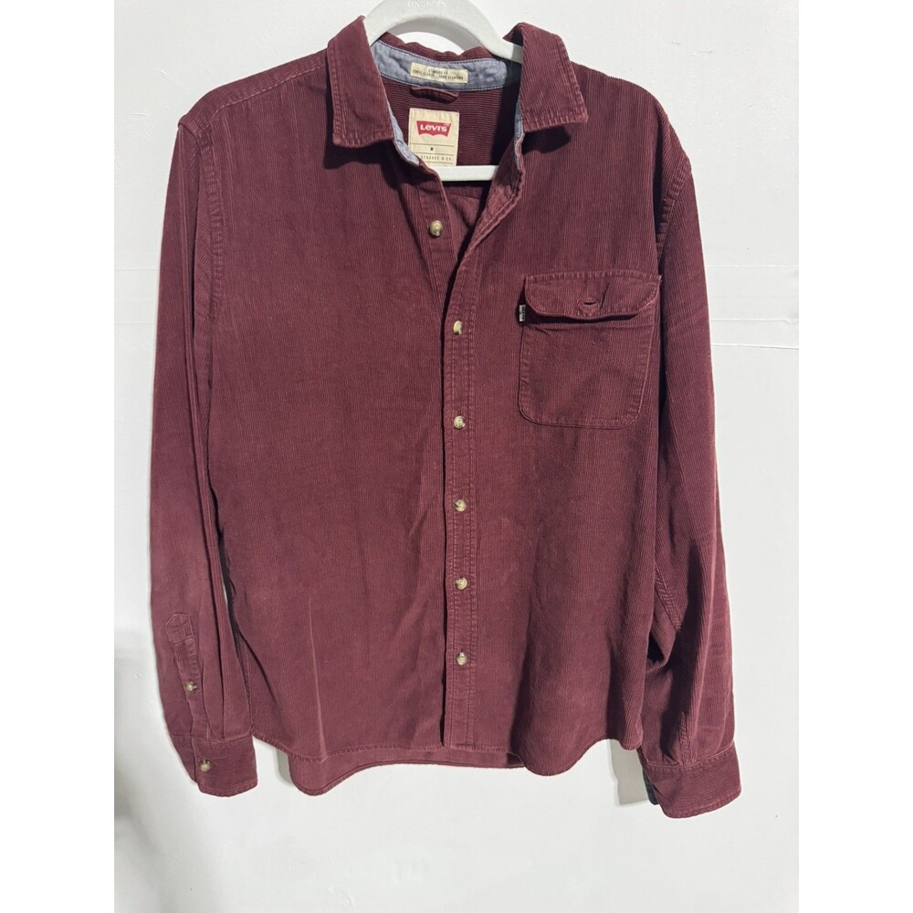 Levi's Shirt Mens Medium Red Corduroy Button Front Long Sleeve Casual Top